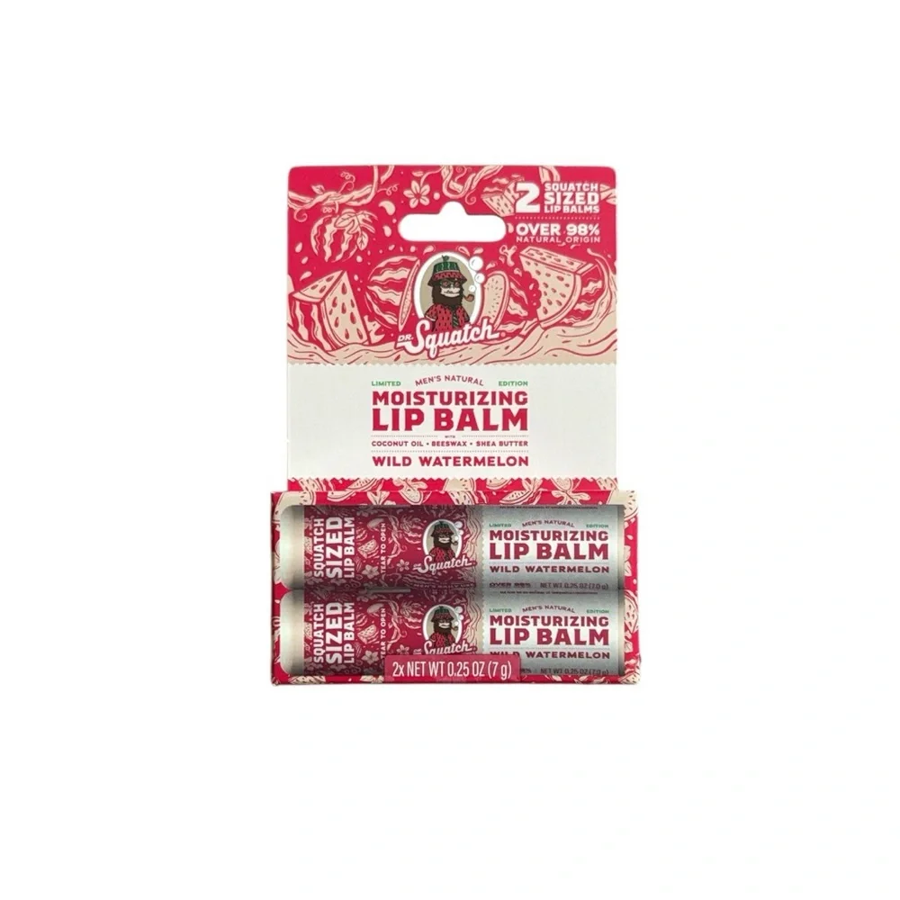 Dr. Squatch Moisturizing Lip Balm - Wild Watermelon (Red) - 2 Pack BUNDLE